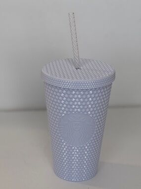 Starbucks White Iridescent Studded Tumbler with Straw